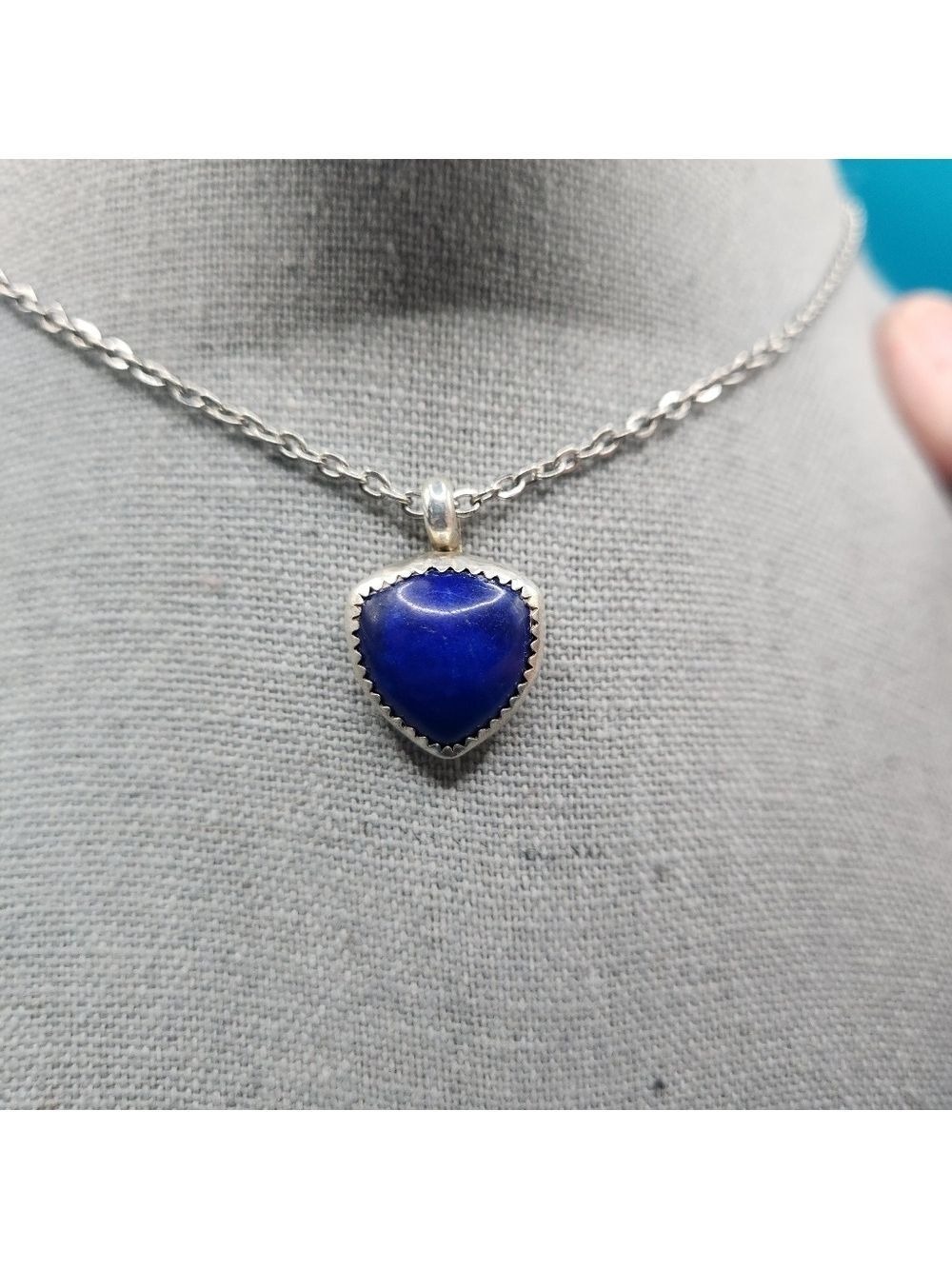 Lapis Handmade Sterling Silver necklace 18 Inch